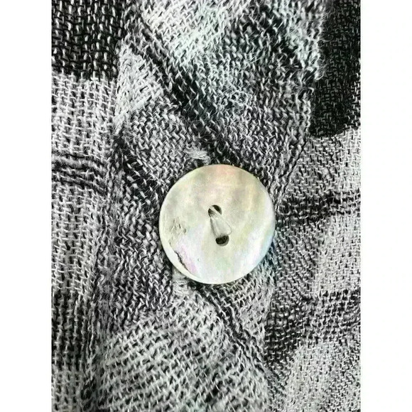 Habitat Linen Windowpane Plaid Button Front Blouse Lagenlook Artsy Women XL - Picture 4 of 12